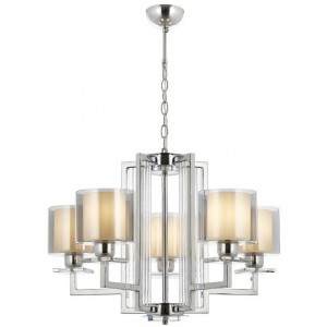 METAL and GLASS CHROME AND ANTIQUE COLOR CHANDELIER 70 CM DIAMETER LOAD: 90 CM